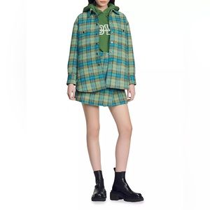 Sandro Padded Wool Oversized Shirt-Jacket & Darla Short wraparound skirt set